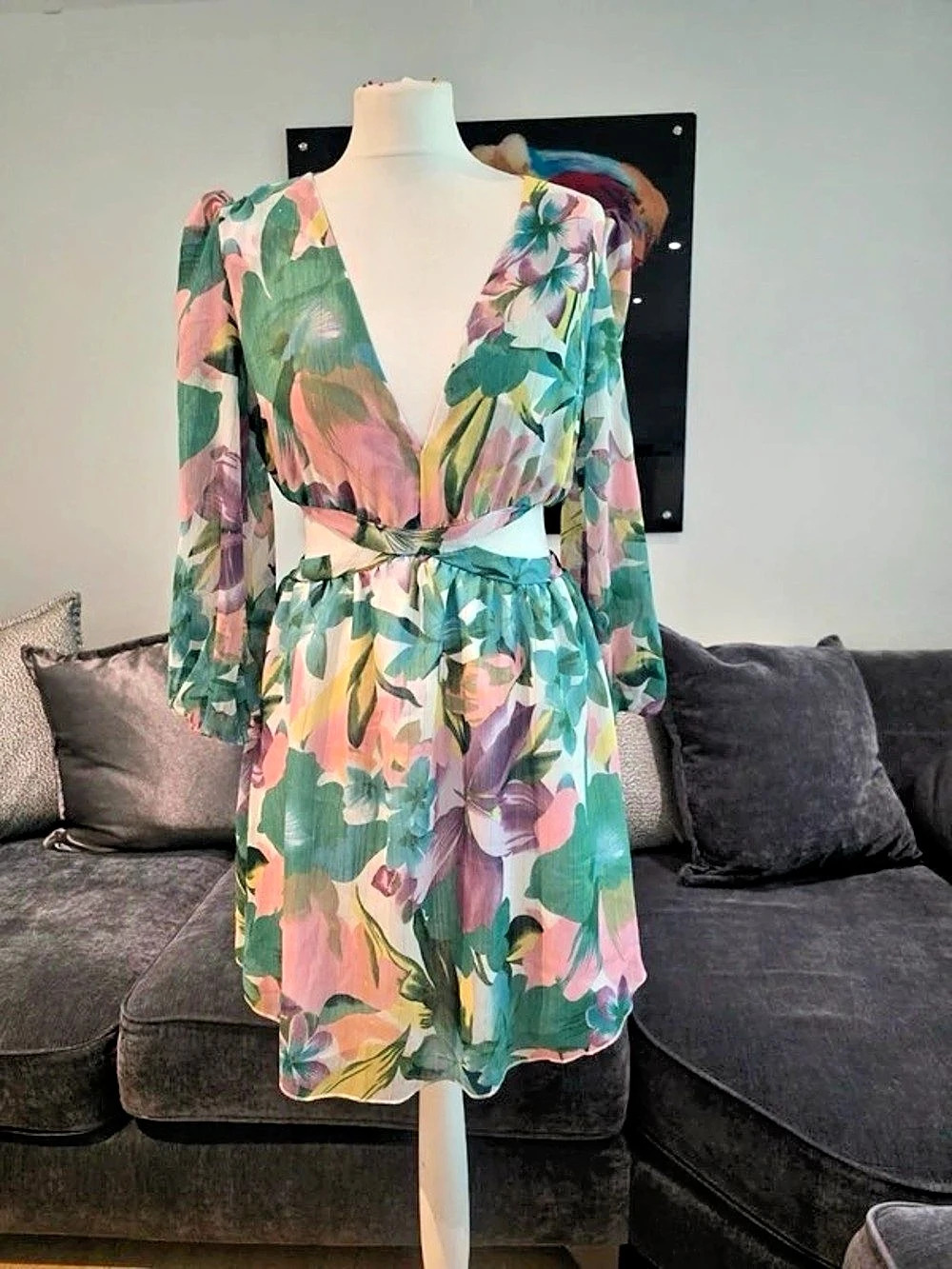 Floral Maxi Dress in Green & Pink